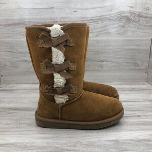 Koolaburra Boots Kids Girls 2 Brown Suede Pull On Lined Winter